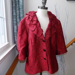 VICTORIA COSTA Red Metallic Blazer Plus Size 16